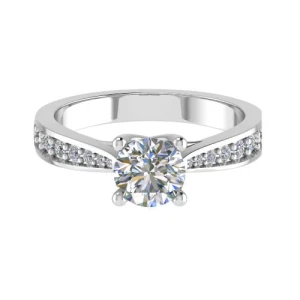 Courtlin Lab-Created Diamond Yellow Gold 4 Prong Side Stone Engagement Ring