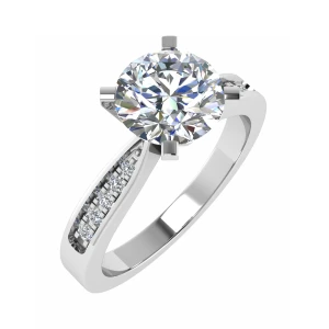  Cesli Natural Diamond 4 Prong Side Stone Engagement Ring