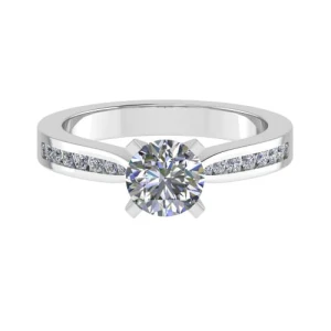 Crissy Lab-Created Diamond Round cut 4 Prong  Side Stone Engagement Ring