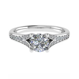 Charitee Lab-Created Diamond Yellow Gold 4 Prong Side Stone Engagement Ring
