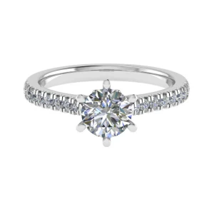  Cristin Lab-Created Diamond Yellow Gold 6 Prong Side Stone Engagement Ring