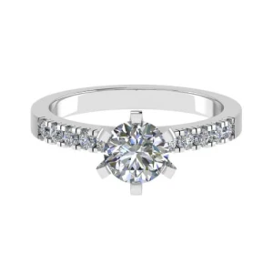  Cailin Lab-Created Diamond Yellow Gold 6 Prong Side Stone Engagement Ring