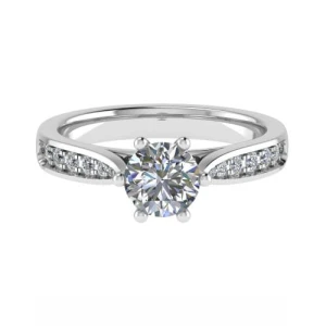 Chassity Lab-Created Diamond Yellow Gold 6 Prong Side Stone Engagement Ring