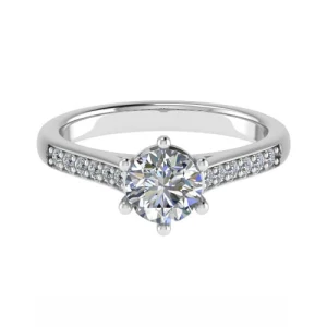  Cheri Lab-Created Diamond 6 Prong Side Stone Engagement Ring