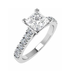  Cianna Lab-Created Diamond Platinum 4 Prong Side Stone Engagement Ring