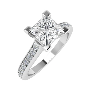Cambri Lab-Created Diamond Princess cut 4 Prong  Side Stone Engagement Ring