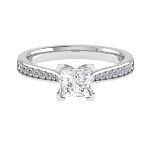 Cornelia Lab-Created Diamond Platinum 4 Prong Side Stone Engagement Ring