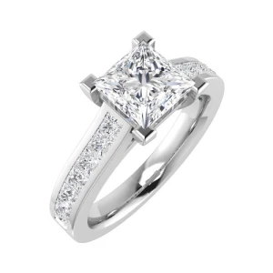 Carrie Lab-Created Diamond Princess cut 4 Prong  Side Stone Engagement Ring