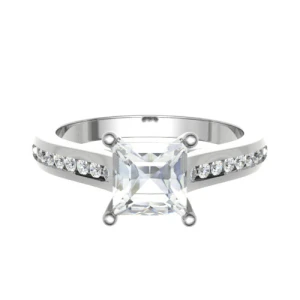 Cianna Lab-Created Diamond Princess cut 4 Prong  Side Stone Engagement Ring