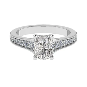  Cherish Lab-Created Diamond 4 Prong Side Stone Engagement Ring