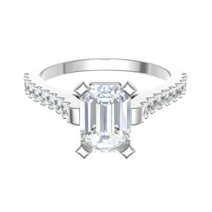 Cressa Lab-Created Diamond Yellow Gold 4 Prong Side Stone Engagement Ring