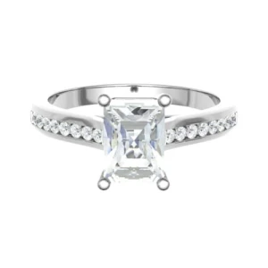 Caddie Lab-Created Diamond Yellow Gold 4 Prong Side Stone Engagement Ring