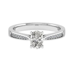  Cebba Lab-Created Diamond 4 Prong Side Stone Engagement Ring