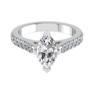 Caeli Lab-Created Diamond Marquise cut 4 Prong  Side Stone Engagement Ring
