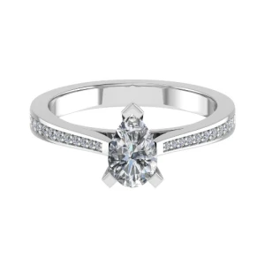 Calla Natural Diamond Yellow Gold 3 Prong Side Stone Engagement Ring