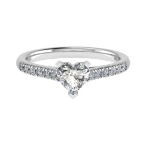  Celestia Lab-Created Diamond 3 Prong Side Stone Engagement Ring