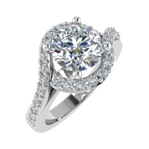 Delisa Lab-Created Yellow Gold 4 Prong Side Stone Diamond Ring