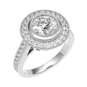 Melita Lab-Created White Gold Bezel Cluster Diamond Ring