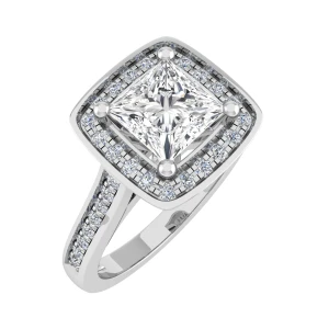 Talia Lab-Created Yellow Gold 4 Prong Cluster Diamond Ring