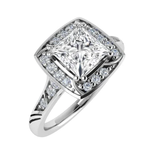 Saskia Lab-Created Yellow Gold Double Prong Cluster Diamond Ring