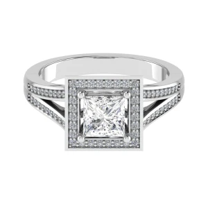 Lavinia Lab-Created Princess cut 4 Prong  Cluster Diamond Ring