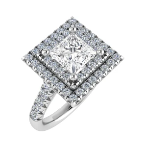 Magdaline Lab-Created Yellow Gold 4 Prong Cluster Diamond Ring