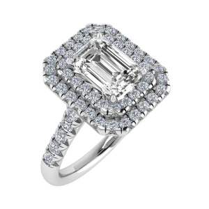 Layla Lab-Created Emerald cut 4 Prong  Side Stone Diamond Ring