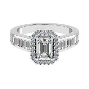 Sana Lab-Created Emerald cut 4 Prong  Cluster Diamond Ring
