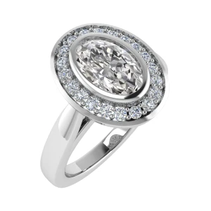 Zia Lab-Created White Gold Bezel Cluster Diamond Ring