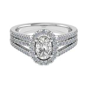 Lincy Lab-Created Oval cut 4 Prong  Cluster Diamond Ring