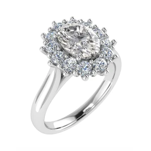 Miracle Lab-Created White Gold 4 Prong Cluster Diamond Ring
