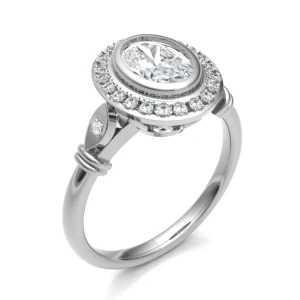 Nancy Lab-Created White Gold Bezel Cluster Diamond Ring