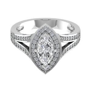 Emmylou Lab-Created Marquise cut 4 Prong  Cluster Diamond Ring