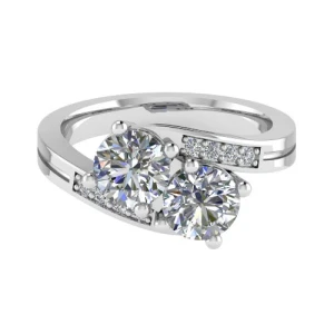  Cadena Lab Grown Diamond Rose Gold 4 Prong Two Stone Engagement Ring