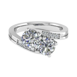  Cadena Lab-Created Diamond Platinum 4 Prong Two Stone Engagement Ring