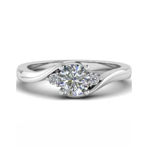 Cadynn Lab-Created Diamond Round cut 4 Prong  Side Stone Engagement Ring