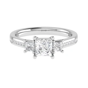 Dinorah Natural Platinum 4 Prong 3 Stone Diamond Ring
