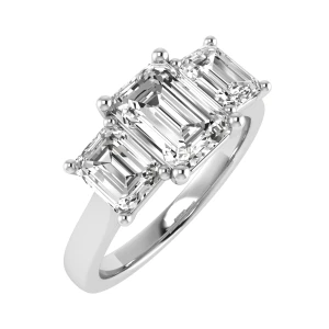 Darin Lab-Created Yellow Gold 4 Prong Trilogy Engagement Diamond Ring