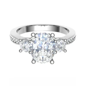 Nicole Lab-Created Platinum 4 Prong 3 Stone Diamond Ring