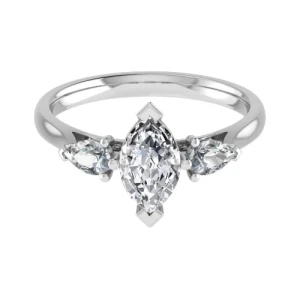 Dareca Lab-Created Yellow Gold 4 Prong 3 Stone Diamond Ring