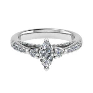 Darnisha Lab-Created Yellow Gold 4 Prong 3 Stone Diamond Ring