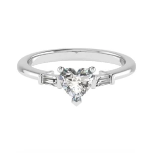 Desaray Lab-Created Platinum Prong 3 Stone Diamond Ring