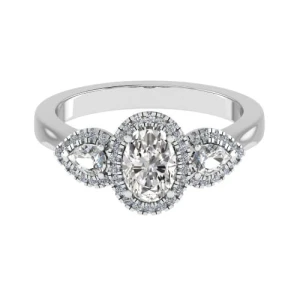 Daisi Lab-Created Platinum 4 Prong 3 Stone Diamond Ring
