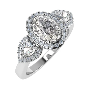 Daisi Lab Grown Yellow Gold 4 Prong 3 Stone Diamond Ring