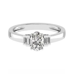 Helen  Natural Diamond 4 Prong Set Side Stone Engagement Ring