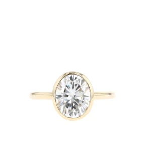 Cena Lab-Created Diamond Yellow Gold Bezel Classic Solitaire Engagement Ring