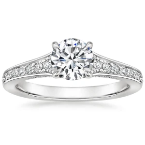 Delissa Lab-Created Round cut 4 Prong  Side Stone Diamond Ring