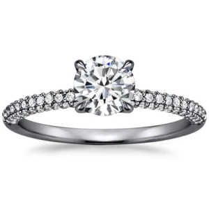 Clare 0.20 - 3.00 Carat Lab-Created Diamond Round cut 4 Prong Side Stone Engagement Ring