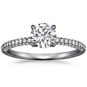 Clare Lab-Created Diamond Yellow Gold 4 Prong Side Stone Engagement Ring