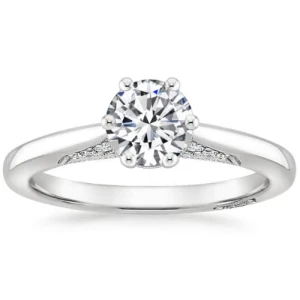 Claris Lab-Created Diamond Yellow Gold 6 Prong Side Stone Engagement Ring